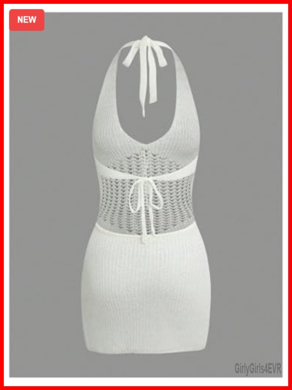Crochet Beach Cover Up Dress Hollow Out Tie Backless Halter Swimsuit Coverup - Picture 2 of 6